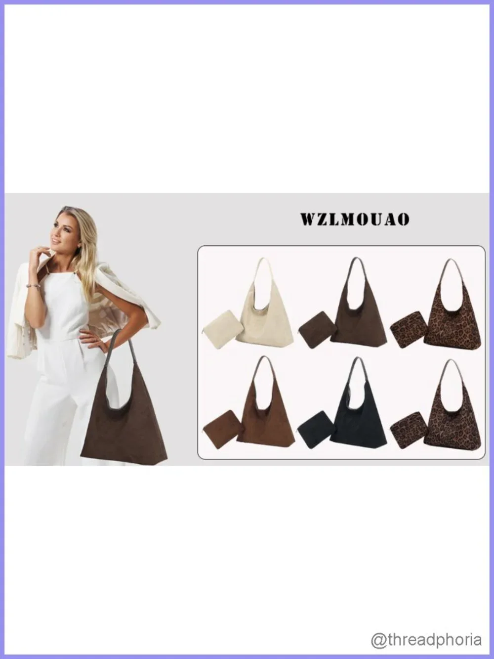 Faux Suede Slouchy Hobo Tote Bag Large Capacity Work Handbag